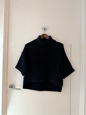 Free People Ottoman Cropped Short Sleeve Mock Neck Turtleneck Knit Sweater